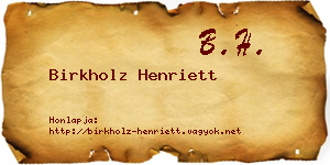 Birkholz Henriett névjegykártya